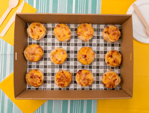 Home-made Egg & Bacon Quiches Platter