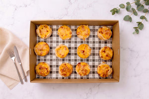 Home-made Egg & Bacon Quiches Platter